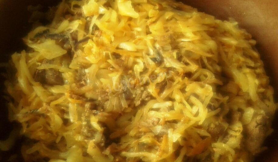 Рецепт жареной капусты с куриной печенью