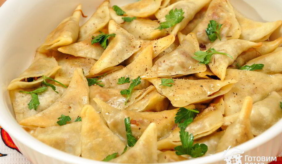 Рецепт кундюмов — постных пельменей с грибного начинкого