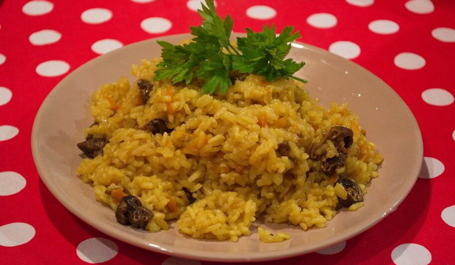 Рецепт плова с белыми грибами