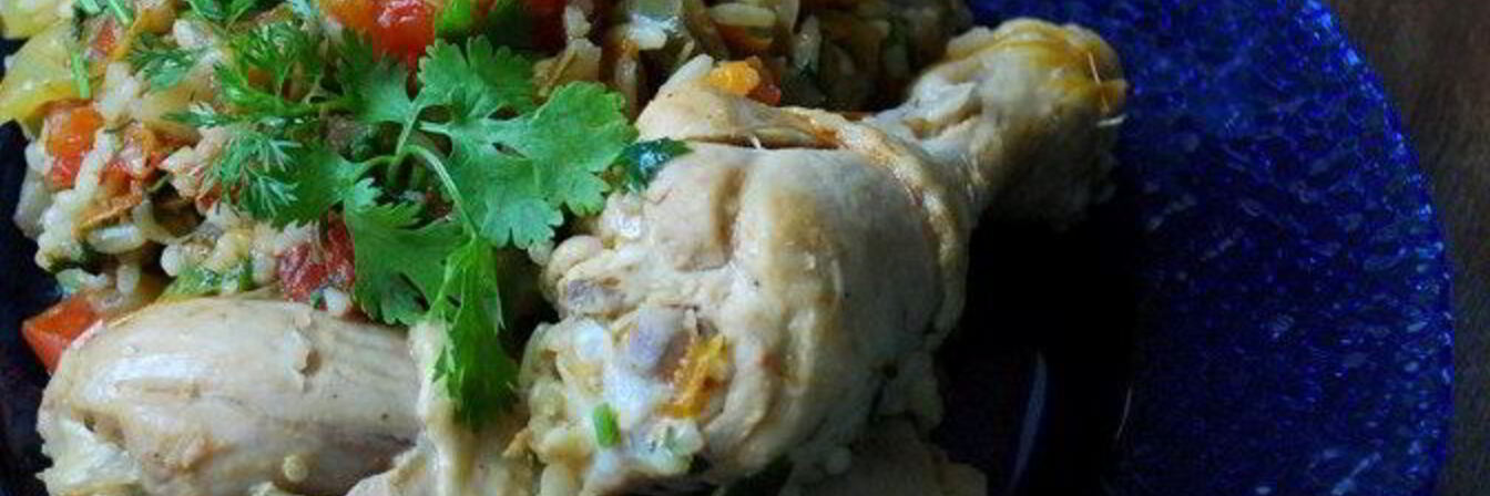 Плов с курицей и баклажанами