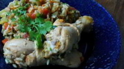 плов с курицей и баклажанами