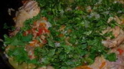 плов с курицей и баклажанами