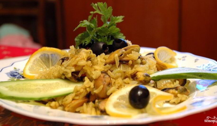 Рецепт плова с мидиями в мультиварке