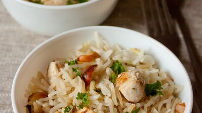 рисовый пилав с курицей и миндалем