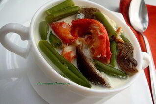 Фрикасе из крабов с белыми грибами