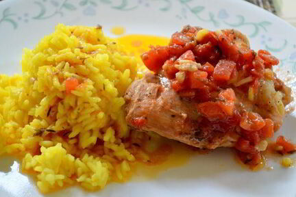 Куриное фрикасе на винном уксусе