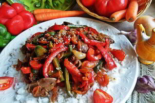 Рагу из печенки с овощами