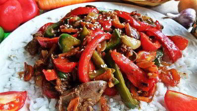 рагу из печенки с овощами