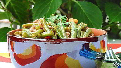 стручковая фасоль с мясным рагу