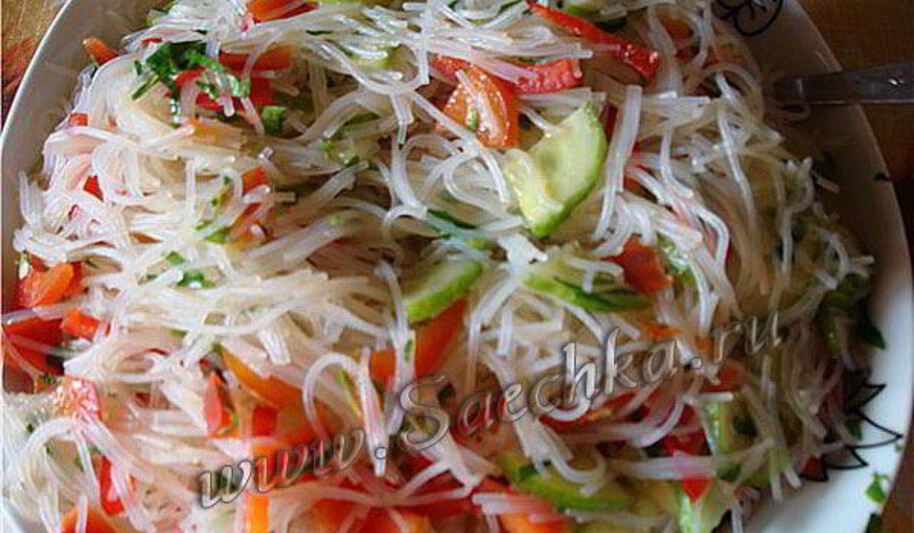 Рецепт рисовой лапши с овощами