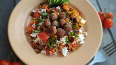 фрикадельки с ризотто