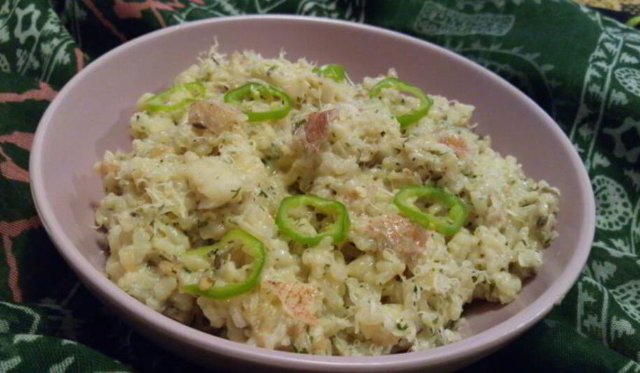 Рецепт насыщенного ризотто с морским окунем и сливками