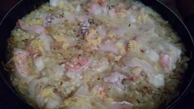 насыщенное ризотто с морским окунем и сливками