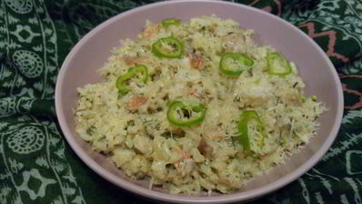 насыщенное ризотто с морским окунем и сливками