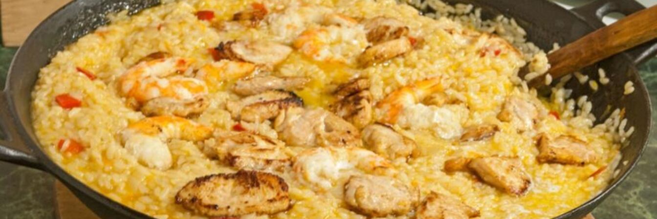 Ризотто с индейкой и креветками