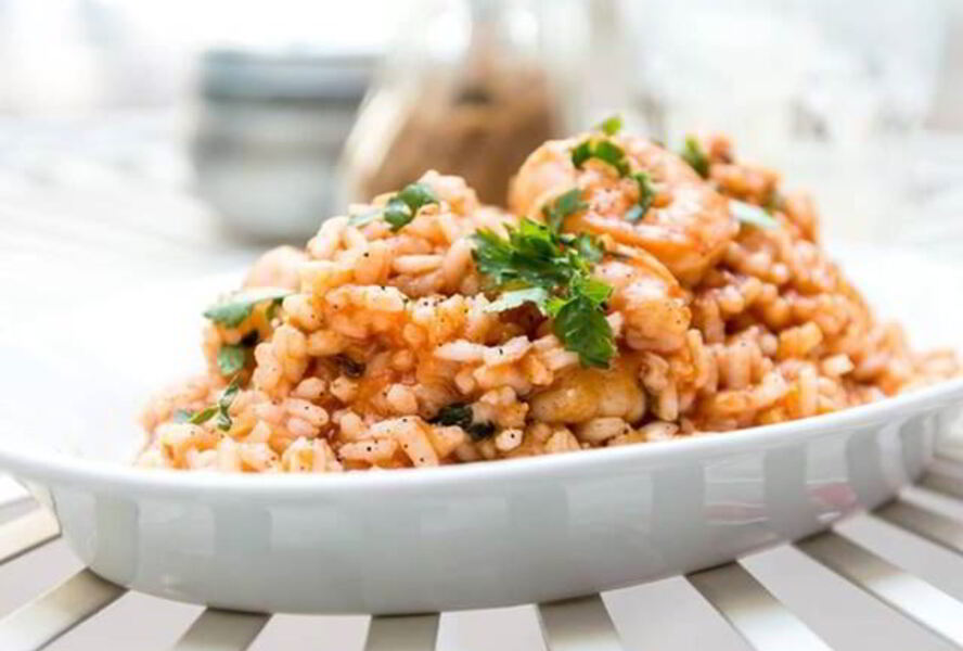 Ризотто с креветками и сыром фета