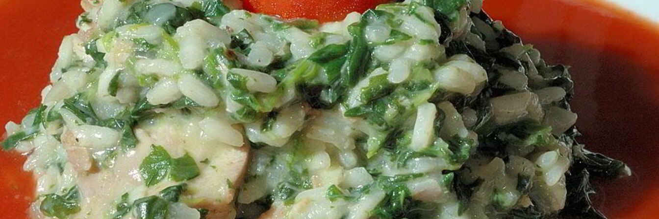 Ризотто с курицей и шпинатом