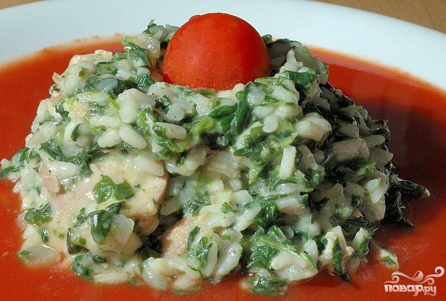 Ризотто с курицей и шпинатом