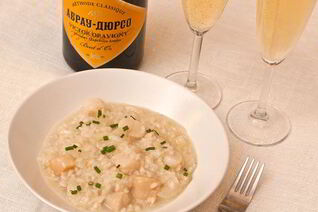 Ризотто с морскими гребешками и шампанским