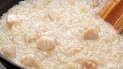 ризотто с морскими гребешками и шампанским