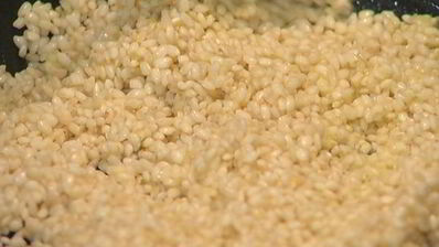 ризотто с мятой и ветчиной