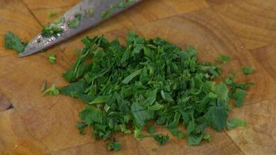 ризотто с мятой и ветчиной