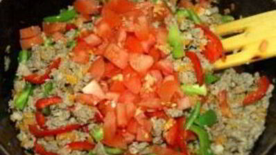 ризотто с овощами и мясом