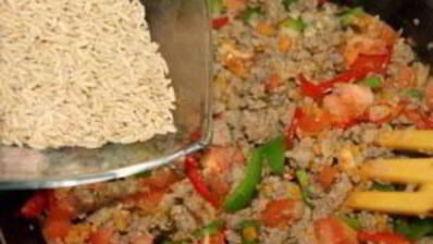 ризотто с овощами и мясом