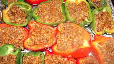 сладкие перцы, фаршированные ризотто