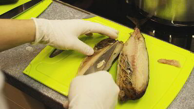 зеленое ризотто со скумбрией