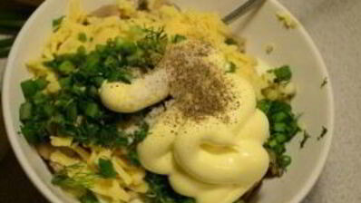 кальмары с сыром и яйцом