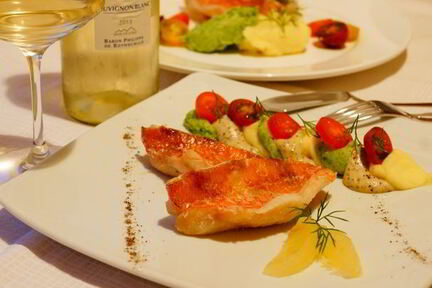 Морской окунь с картофельным стумпом