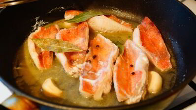 морской окунь с картофельным стумпом