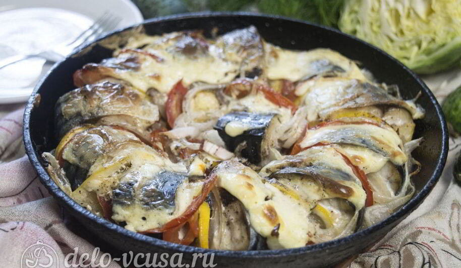 Рецепт скумбрии, запеченной с помидорами и лимоном