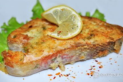 Жареная кета в сырном кляре