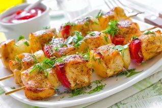 Куриный шашлык с овощами