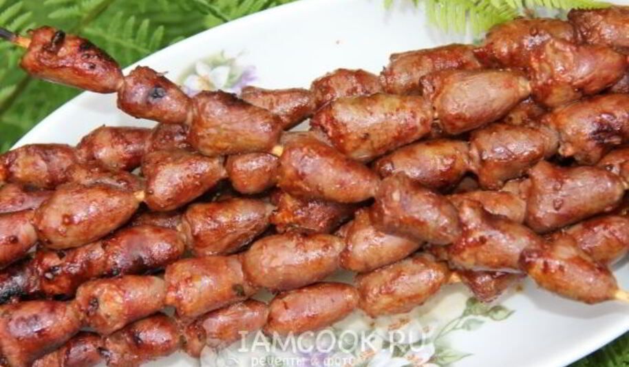 Рецепт шашлыка из куриных сердечек в томатном соусе