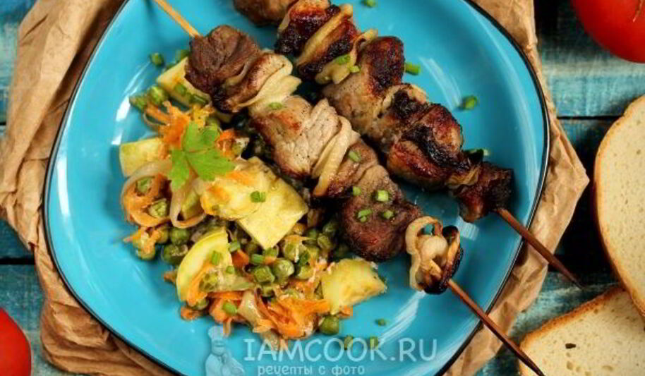 Рецепт шашлыка из свинины с овощами в духовке