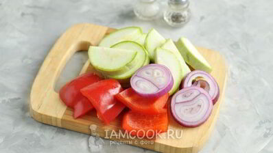 шашлык на кефире из куриного филе с овощами