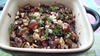 жаркое из грибов, каштанов и фундука