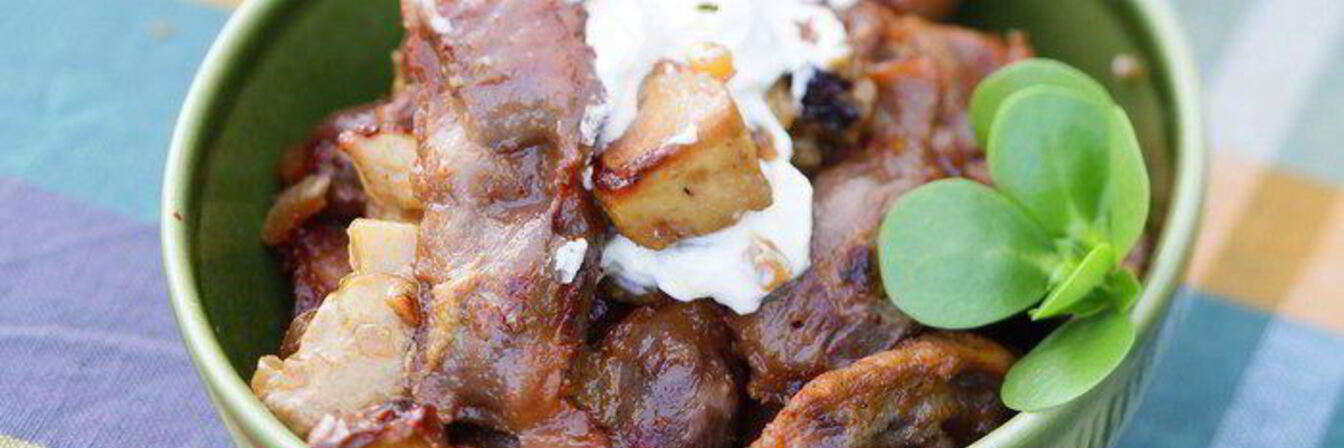 Жаркое из сердечек с белыми грибами