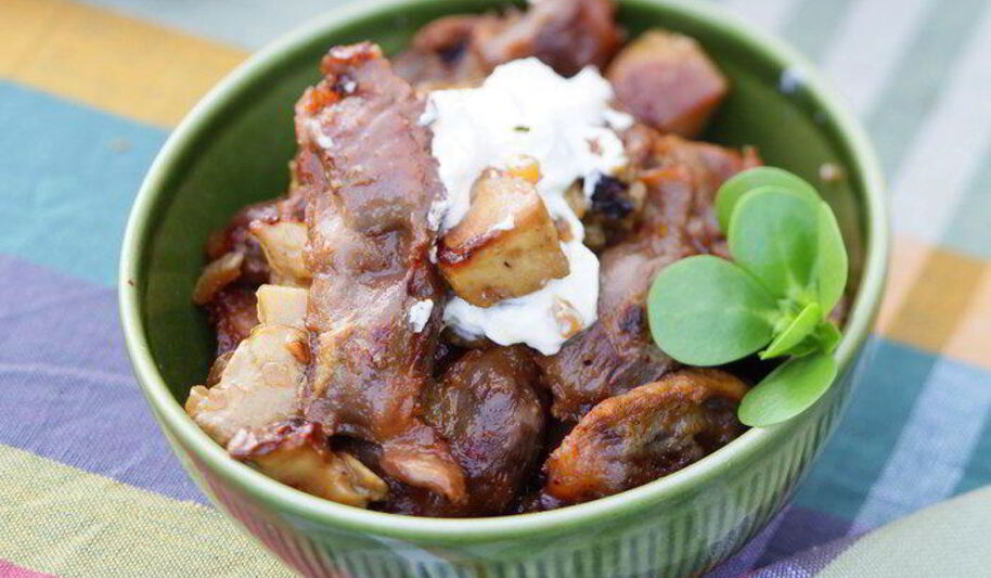 Рецепт жаркого из сердечек с белыми грибами