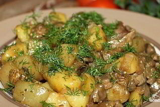 Жаркое из желудков куриных