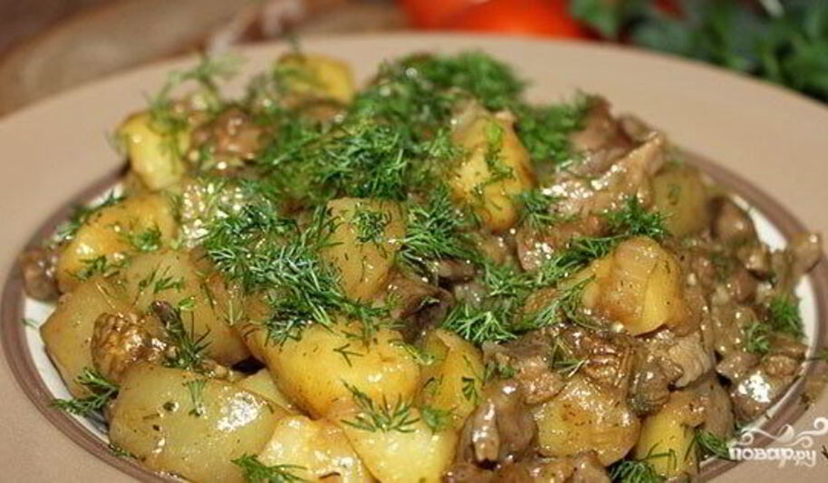 Рецепт жаркого из желудков куриных