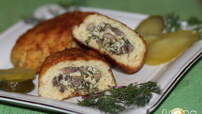 рыбные зразы с грибами и сыром