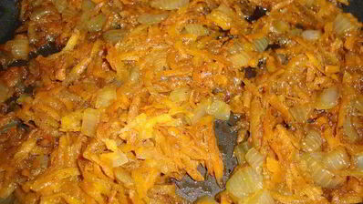 гороховая каша с мускатным орехом и соевым соусом