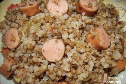Гречка с сосиской в мультиварке