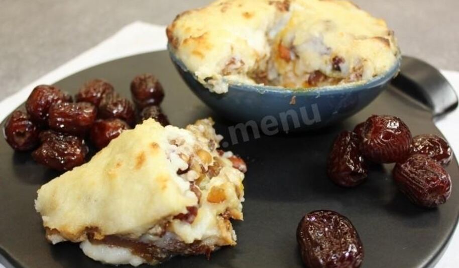 Рецепт гурьевской каши с арахисом, бананами, киви и сухофруктами