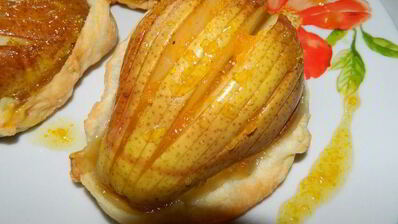 корзинки с грушами и апельсиновым сиропом