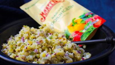 картофельный салат с белой рыбой